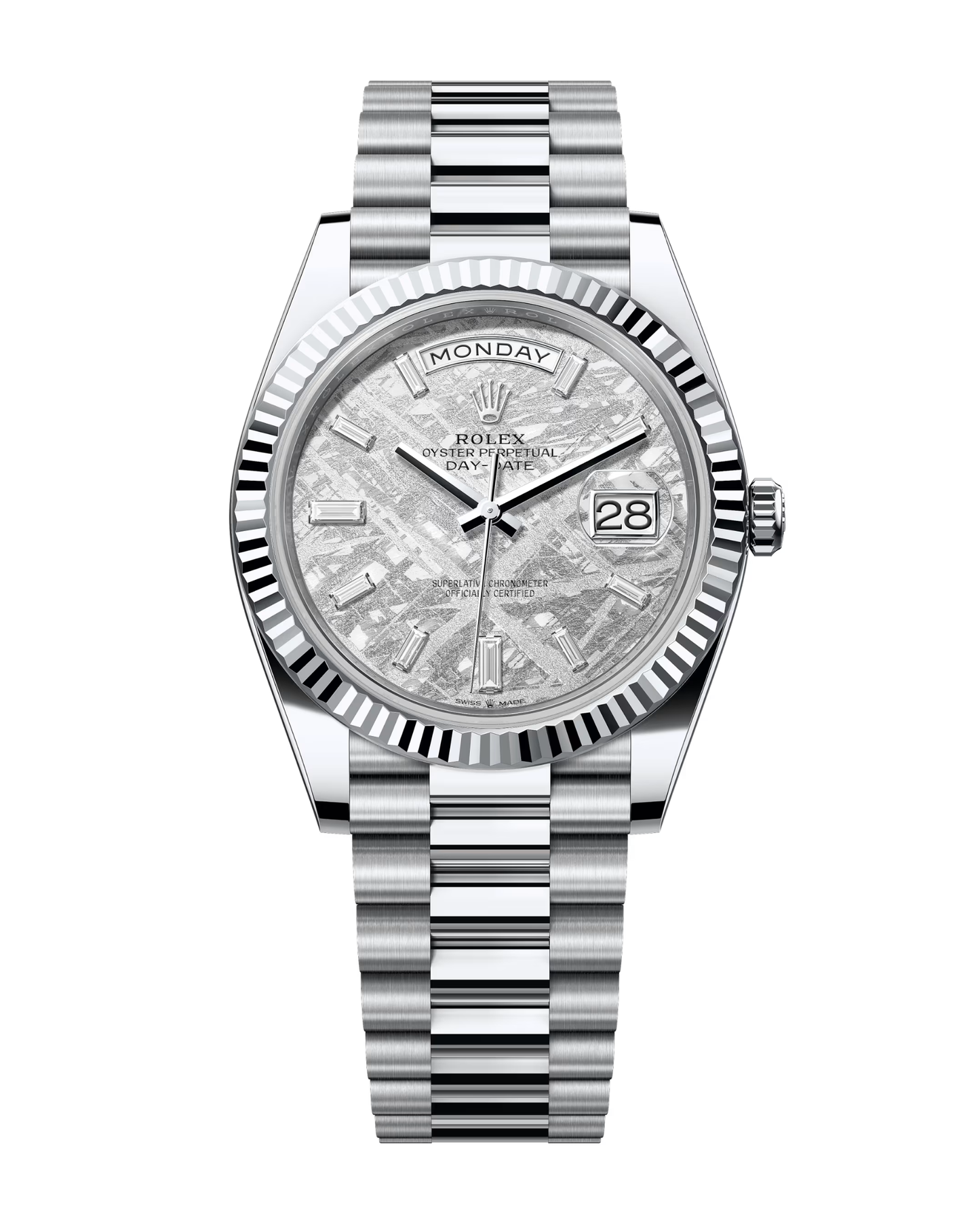 Day-Date Platinum 40mm Meteorite Diamond Baguette Set 228236