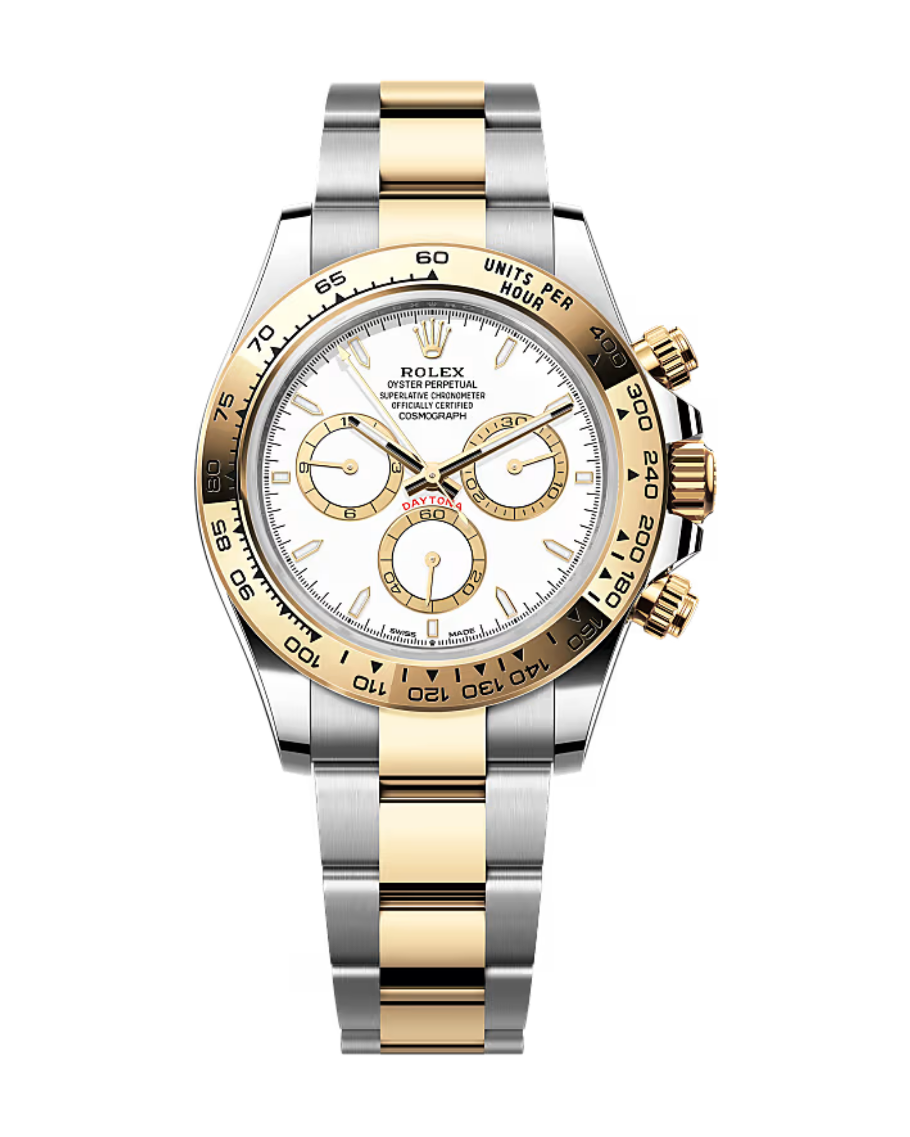 Cosmograph Daytona Two-Tone White w/ Golden Counter Rings 126503