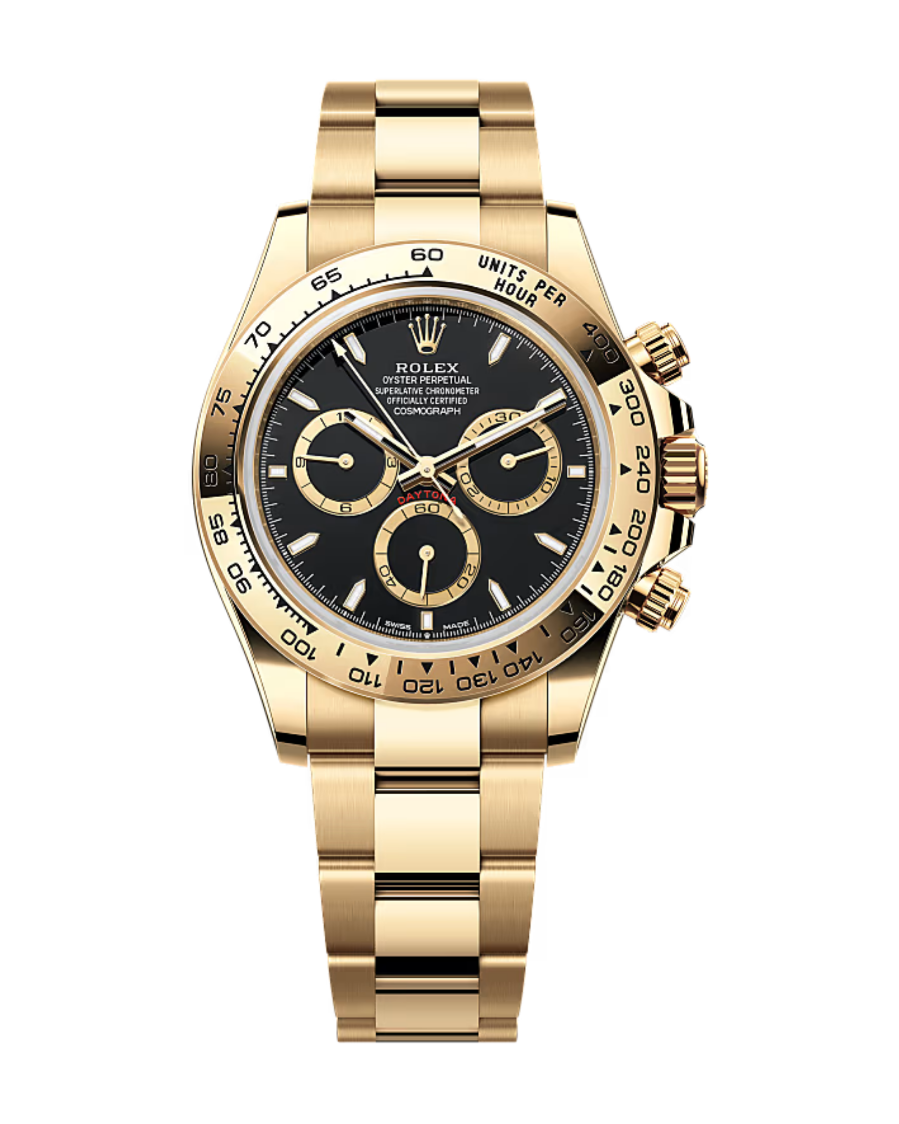 Yellow Gold Cosmograph Daytona Black w/ Golden Counter Rings 126508