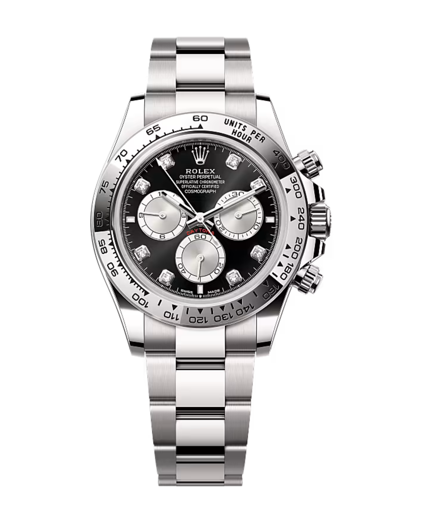 Rolex White Gold Cosmograph Daytona Bright Black Diamond Set 126509