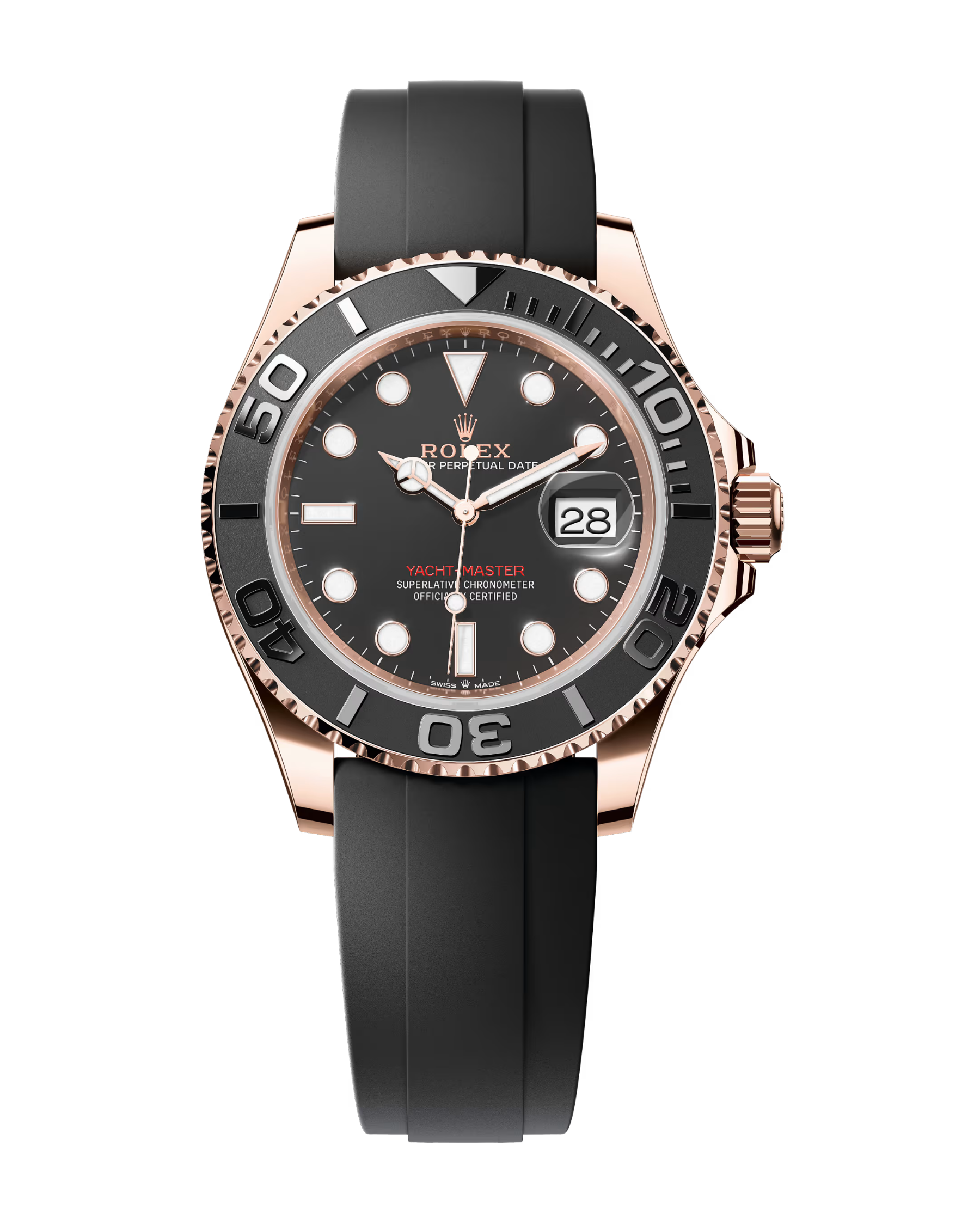 Yacht-Master 40mm Rose Gold Black Dial Oysterflex 126655