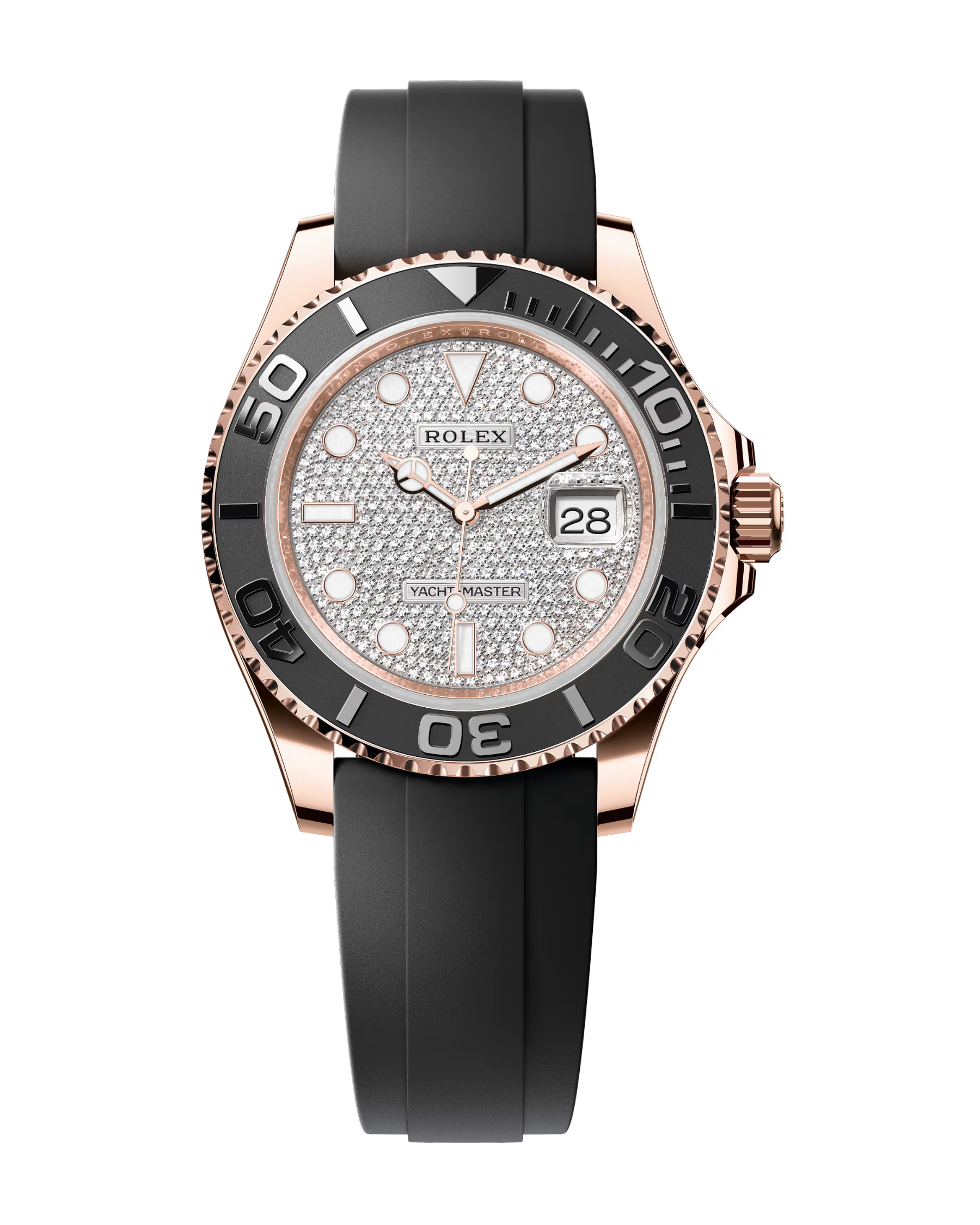 Yacht-Master 40mm Rose Gold Diamond-Paved Dial Oysterflex 126655
