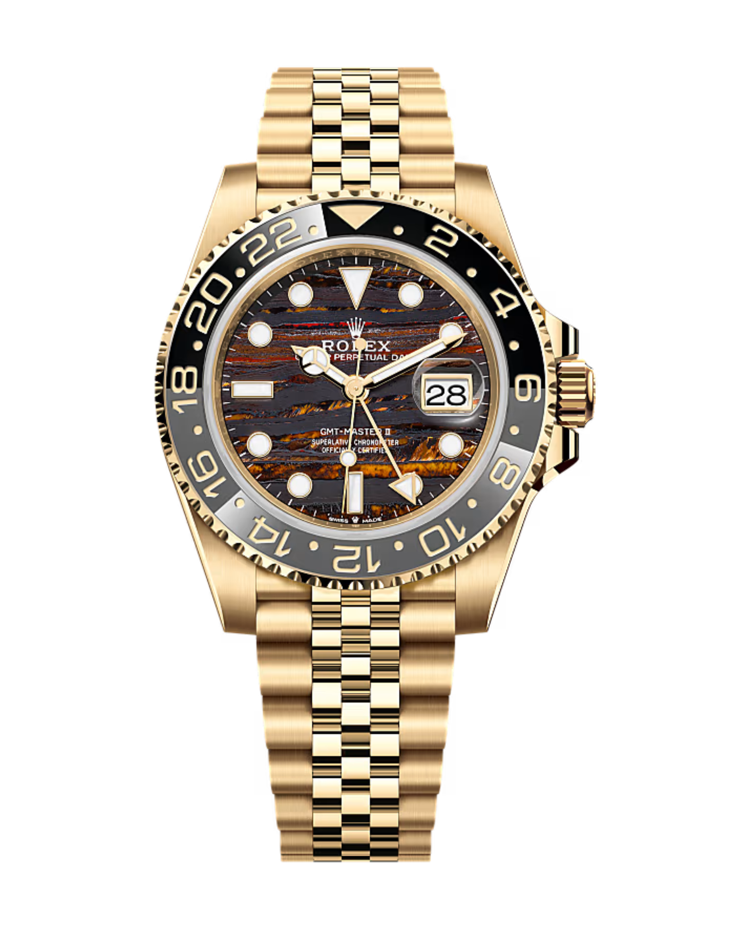 Rolex GMT-Master 40mm Tiger Iron on Yellow Gold 126718GRNR