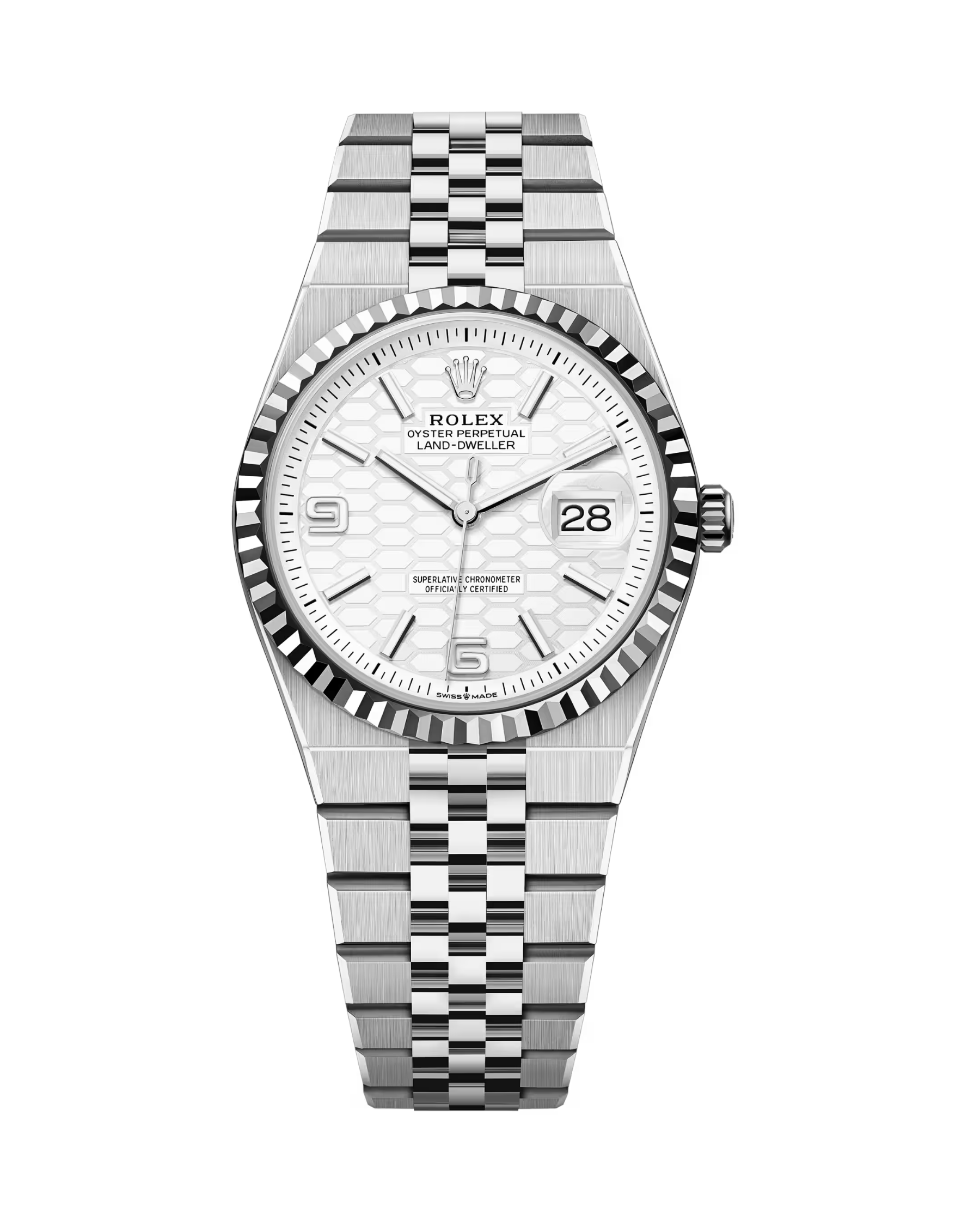 Land-Dweller 36mm White Gold White Honeycomb Motif 127234