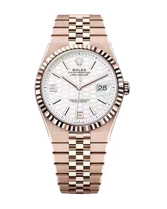 Land-Dweller 40mm Rose Gold White Honeycomb Motif 127335