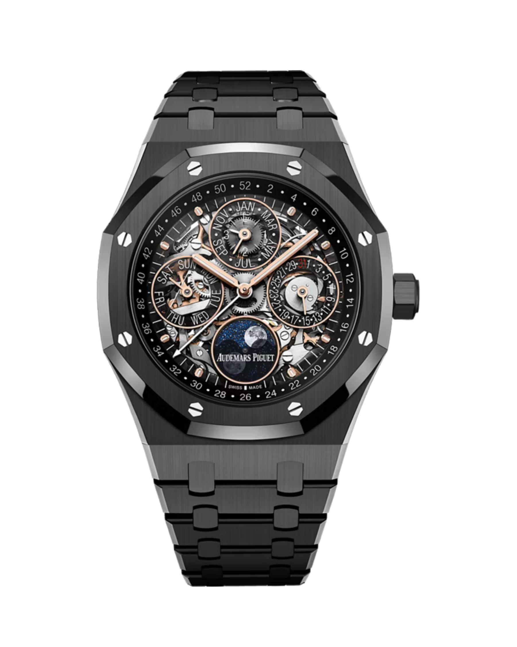 Royal Oak Perpetual Calendar Ultra-Thin 41mm Black Ceramic Openworked Sapphire Dial with Smoked Counters 26585CE.OO.1225CE.01