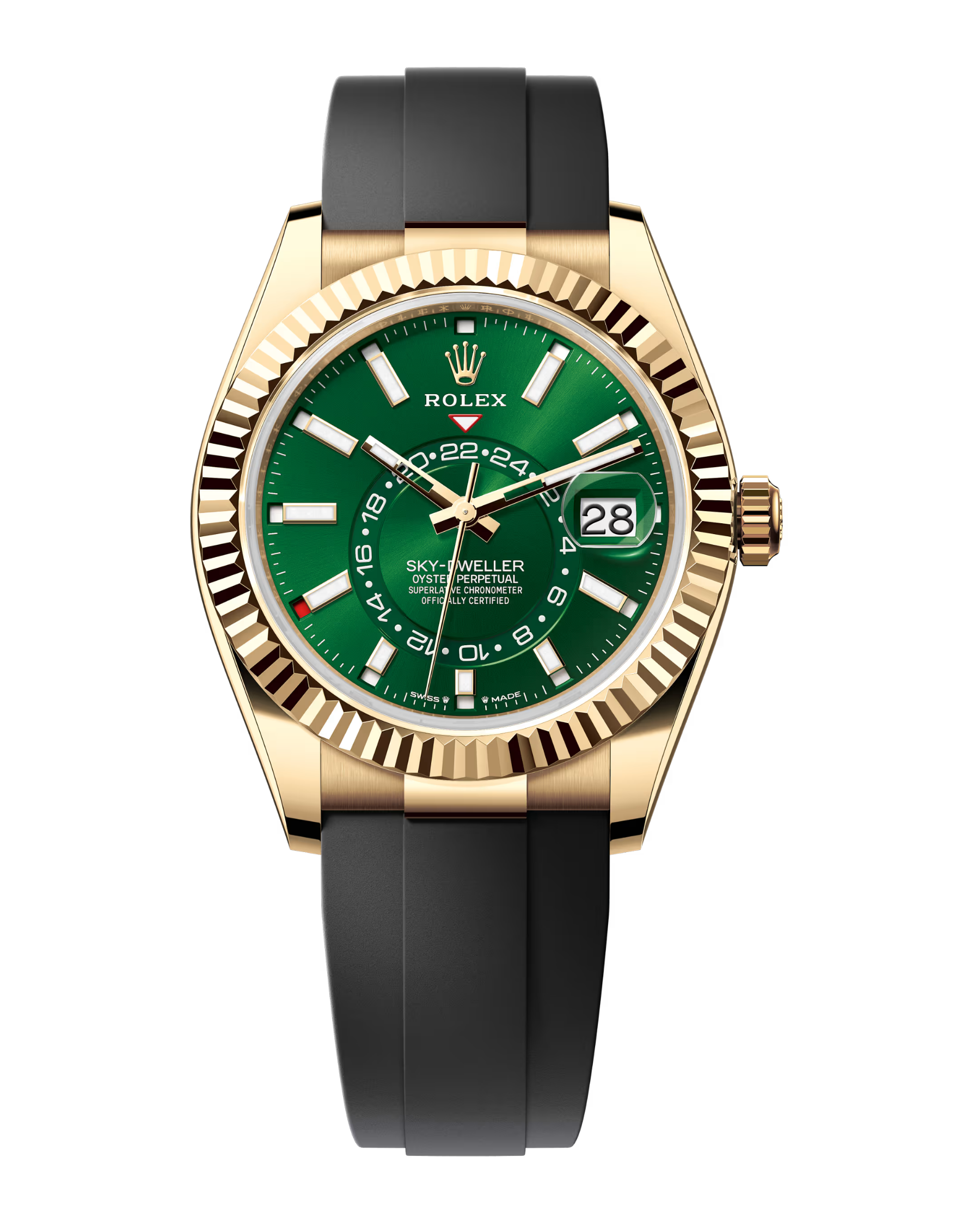 Sky-Dweller Yellow Gold Bright Green Dial Oysterflex 336238