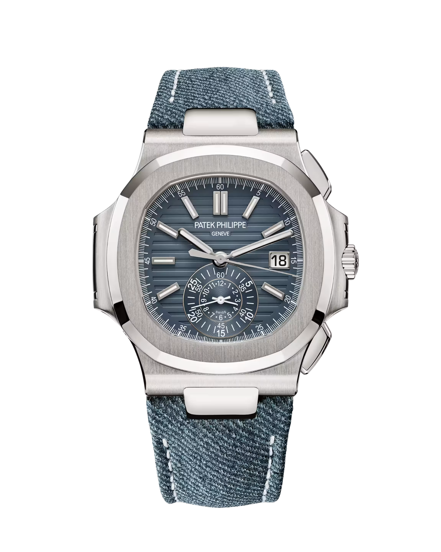Nautilus Chronograph White Gold Denim Blue Dial 5980/60G-001