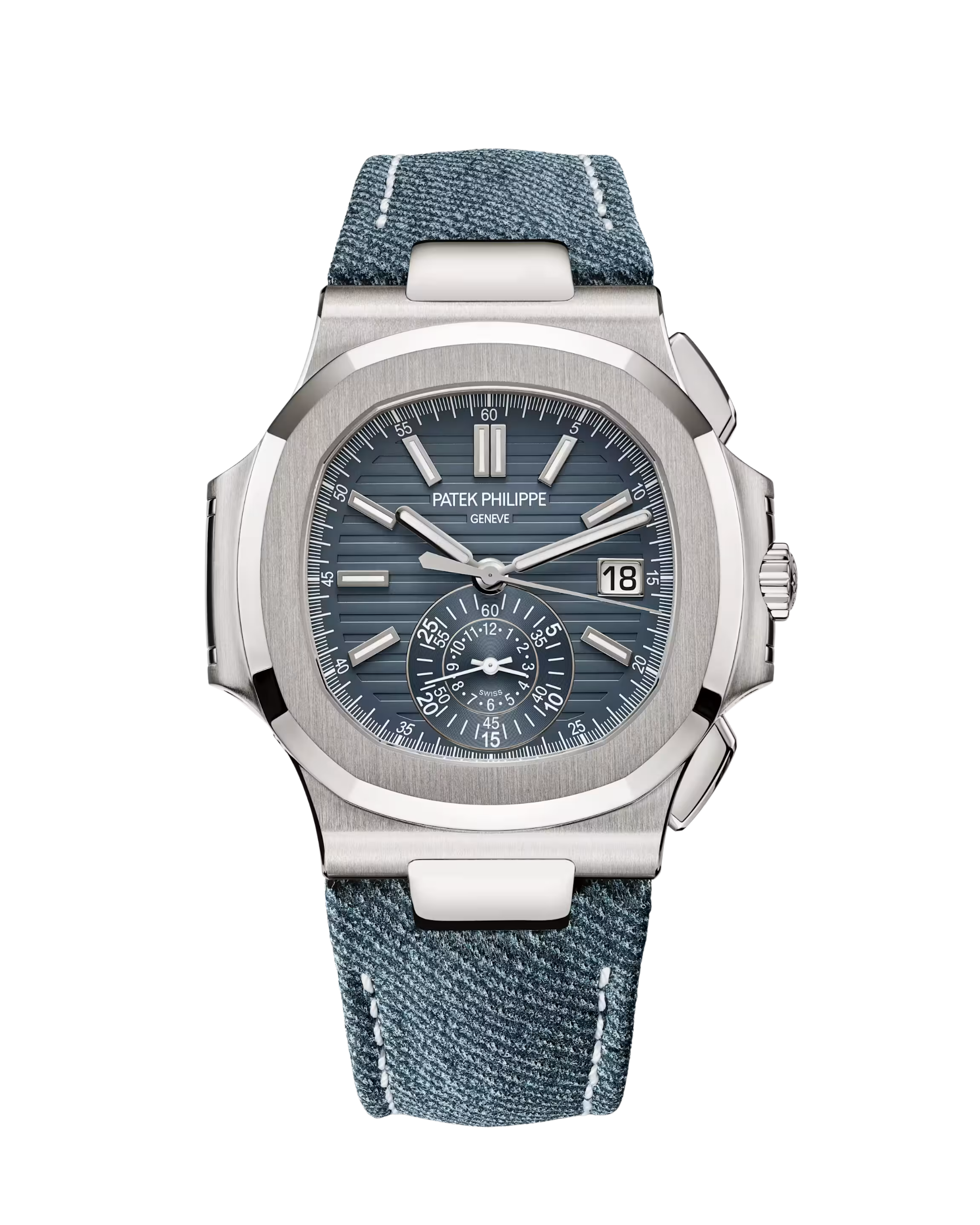 Nautilus Chronograph White Gold Denim Blue Dial 5980/60G-001