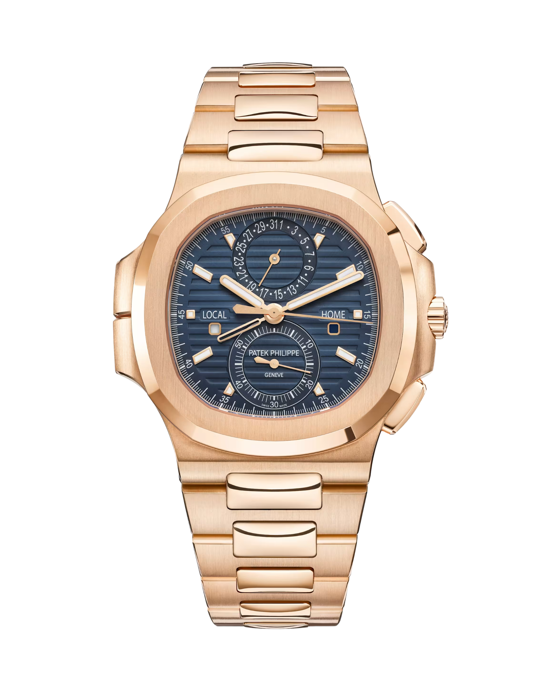 Nautilus Travel Time Chronograph Rose Gold Blue Dial 5990/1R-001
