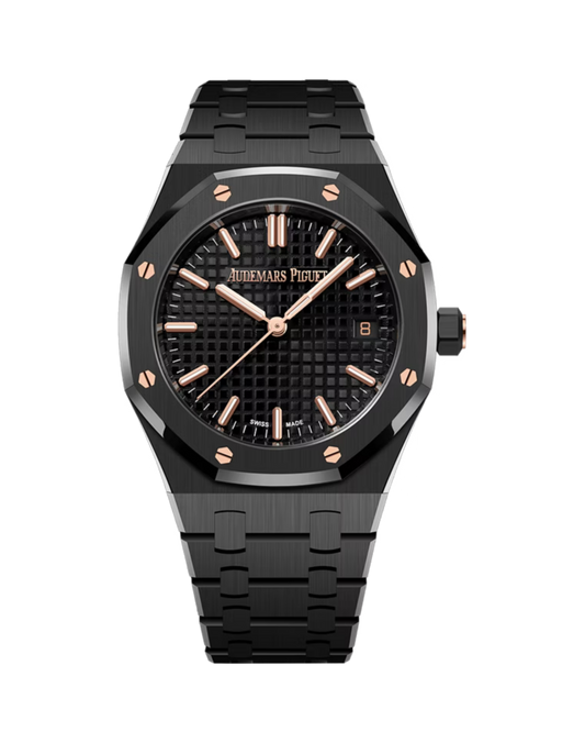 Royal Oak Selfwinding 34mm Black Ceramic Black Grande Tapisserie with Pink Gold Accents 77350CE.OO.1266CE.01.A