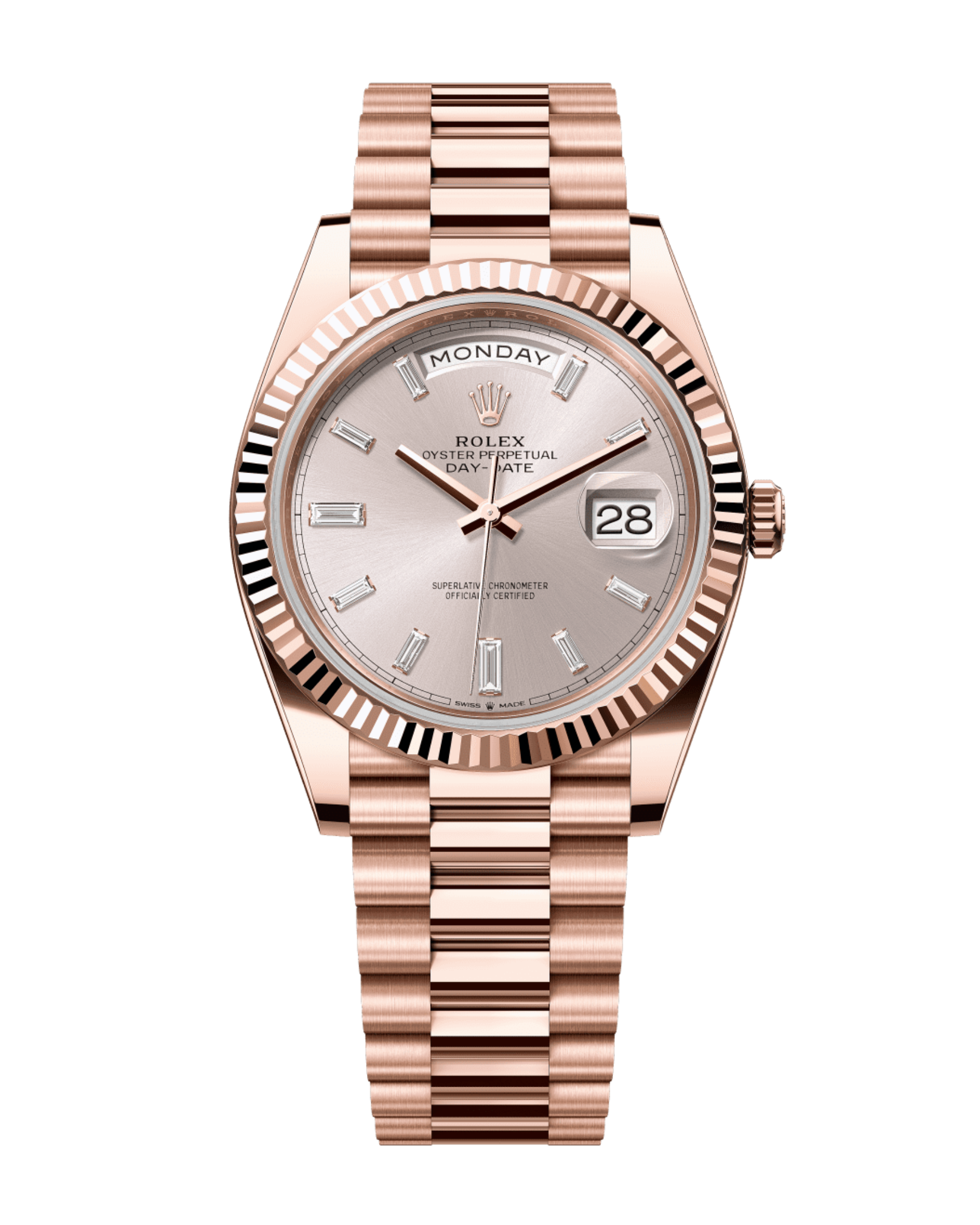 Day-Date Rose Gold 40mm Sundust Baguette 228235