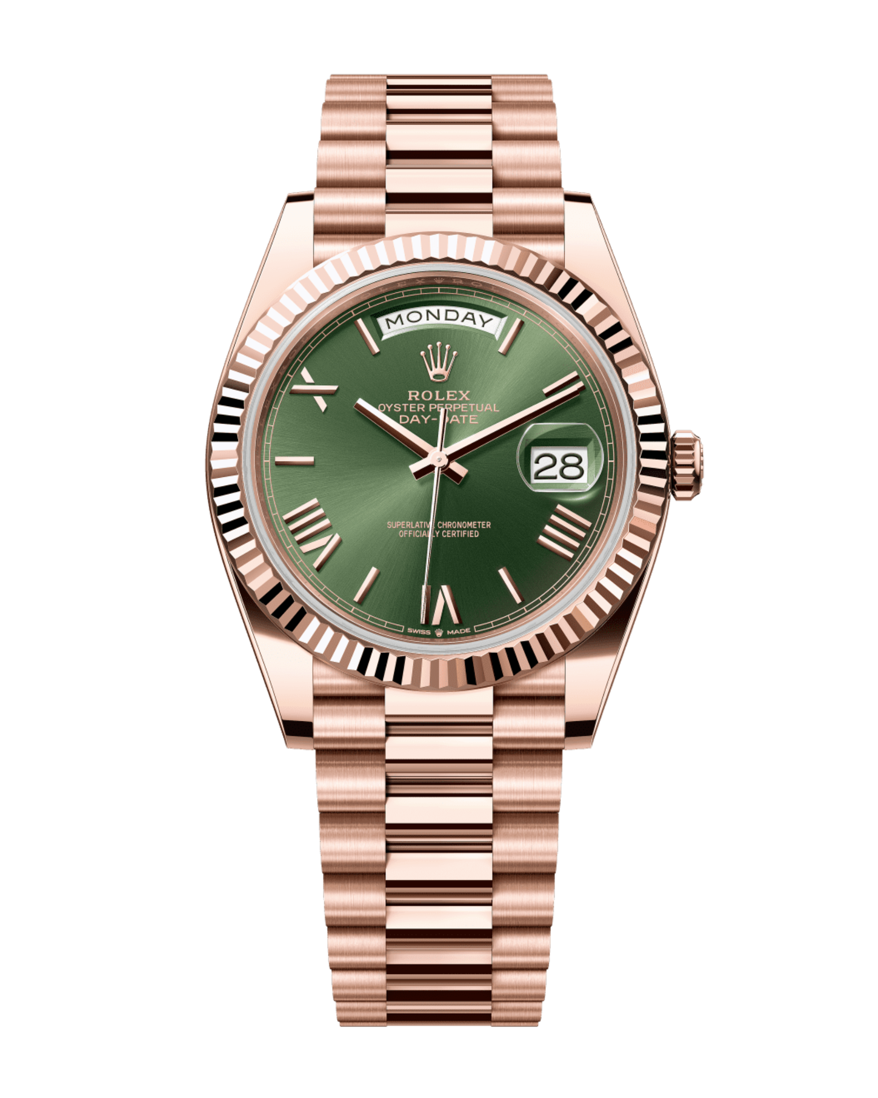 Day-Date Rose Gold 40mm Olive Green 228235