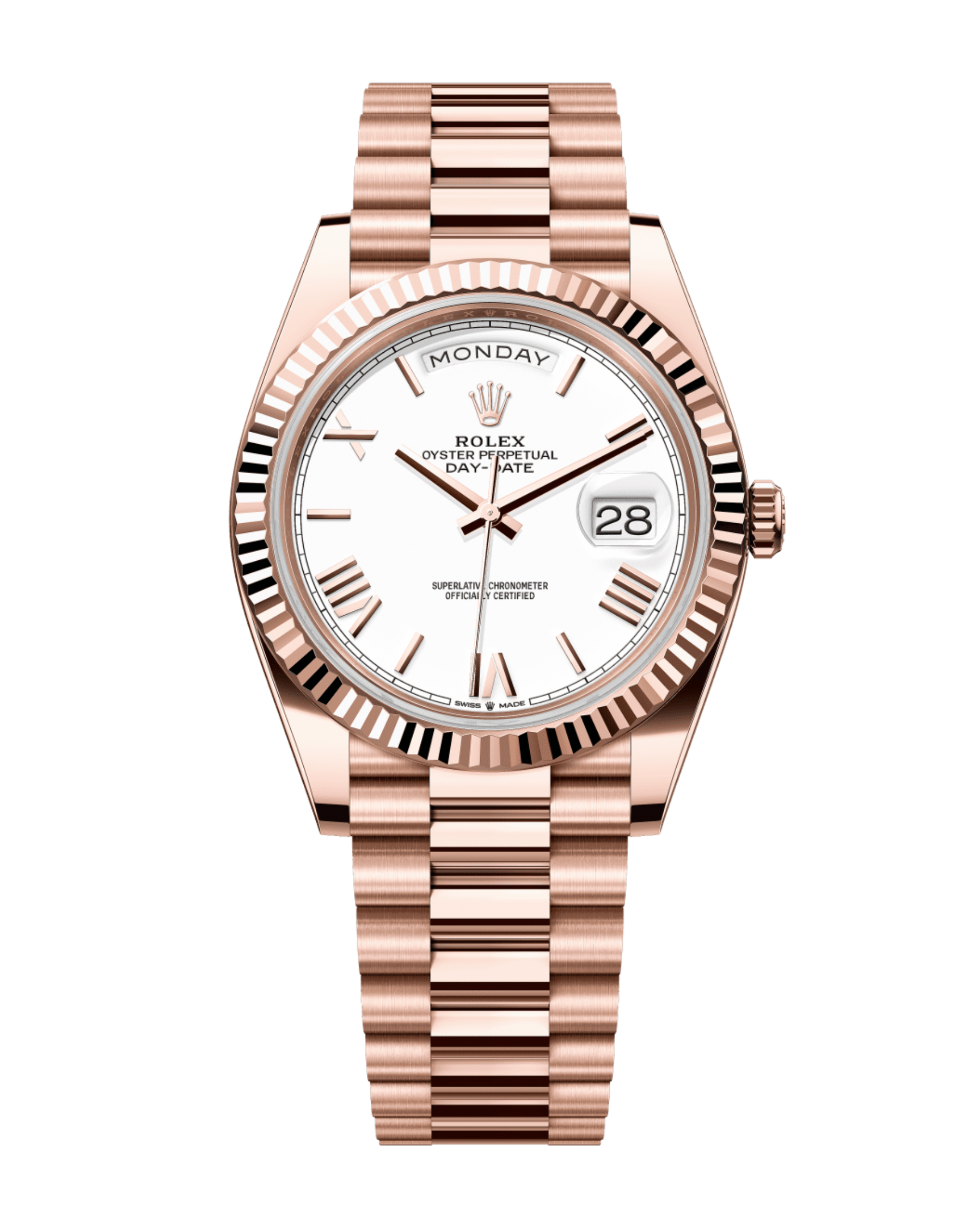 Day-Date Rose Gold 40mm White Index Dial 228235
