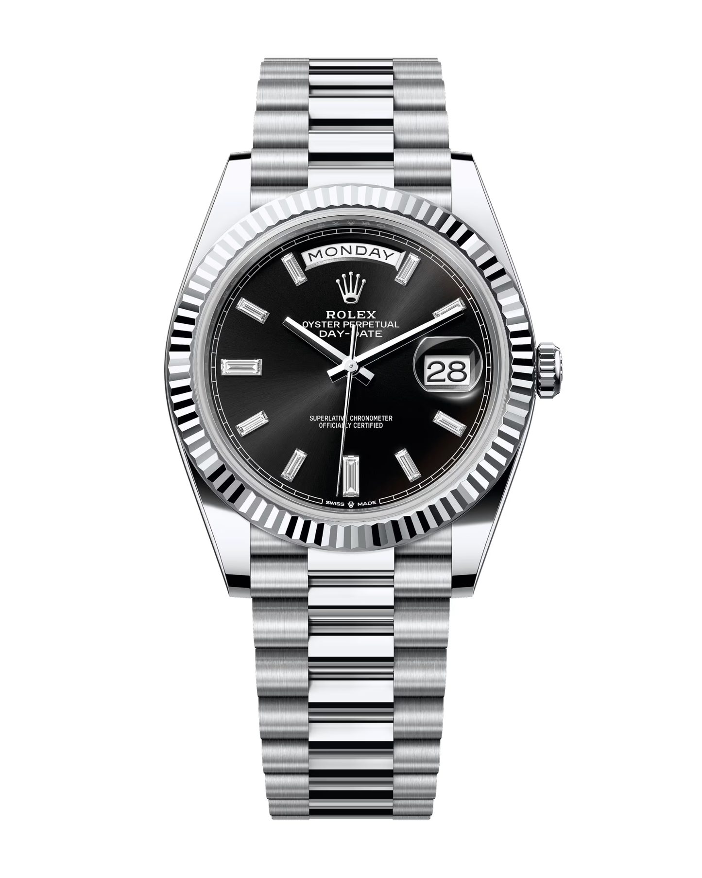 Day-Date Platinum 40mm Black Baguette Set 228236