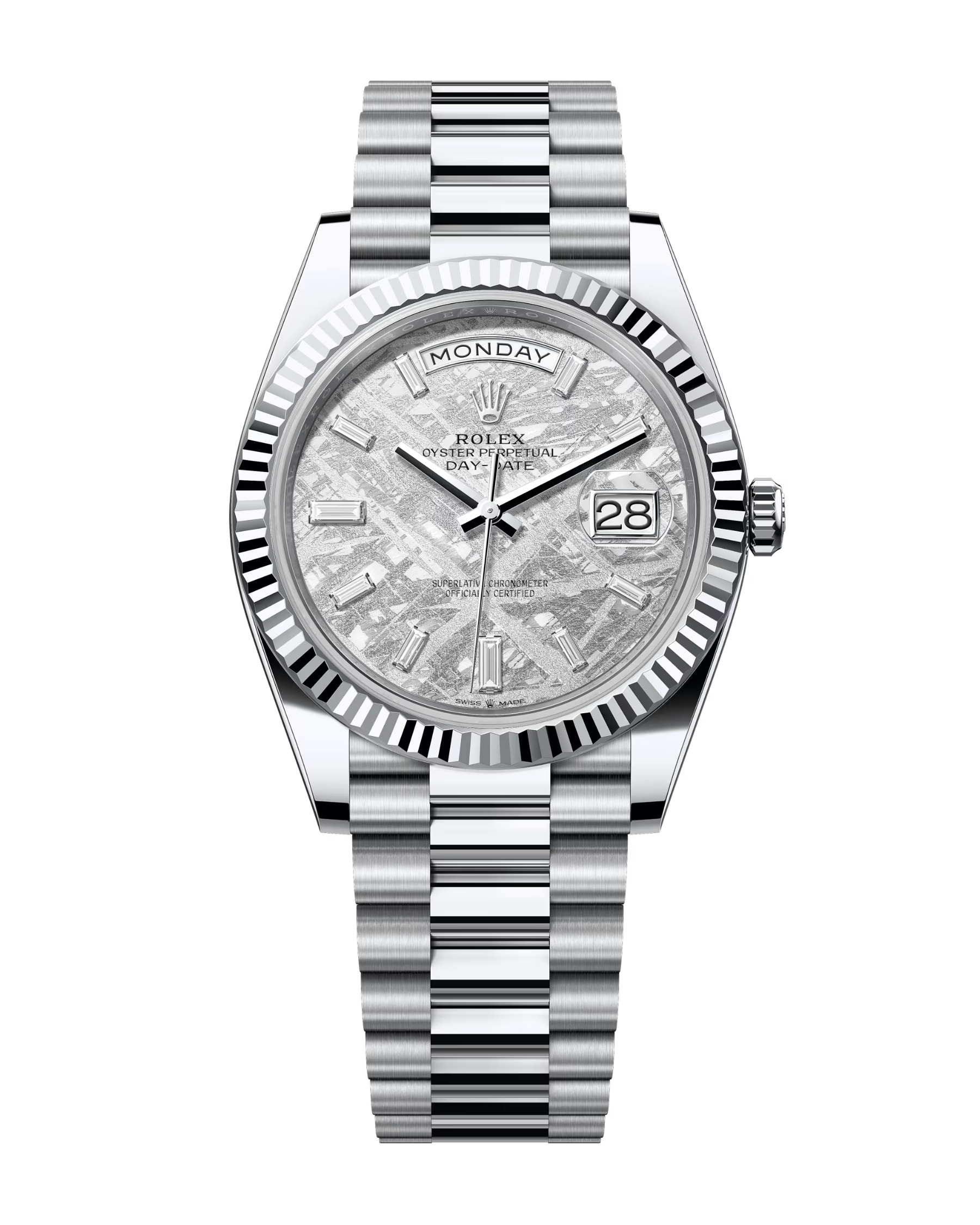 Day-Date Platinum 40mm Meteorite Diamond Baguette Set 228236