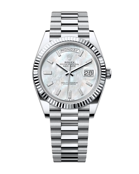 Day-Date Platinum 40mm White Mother-of-Pearl Diamond Set 228236