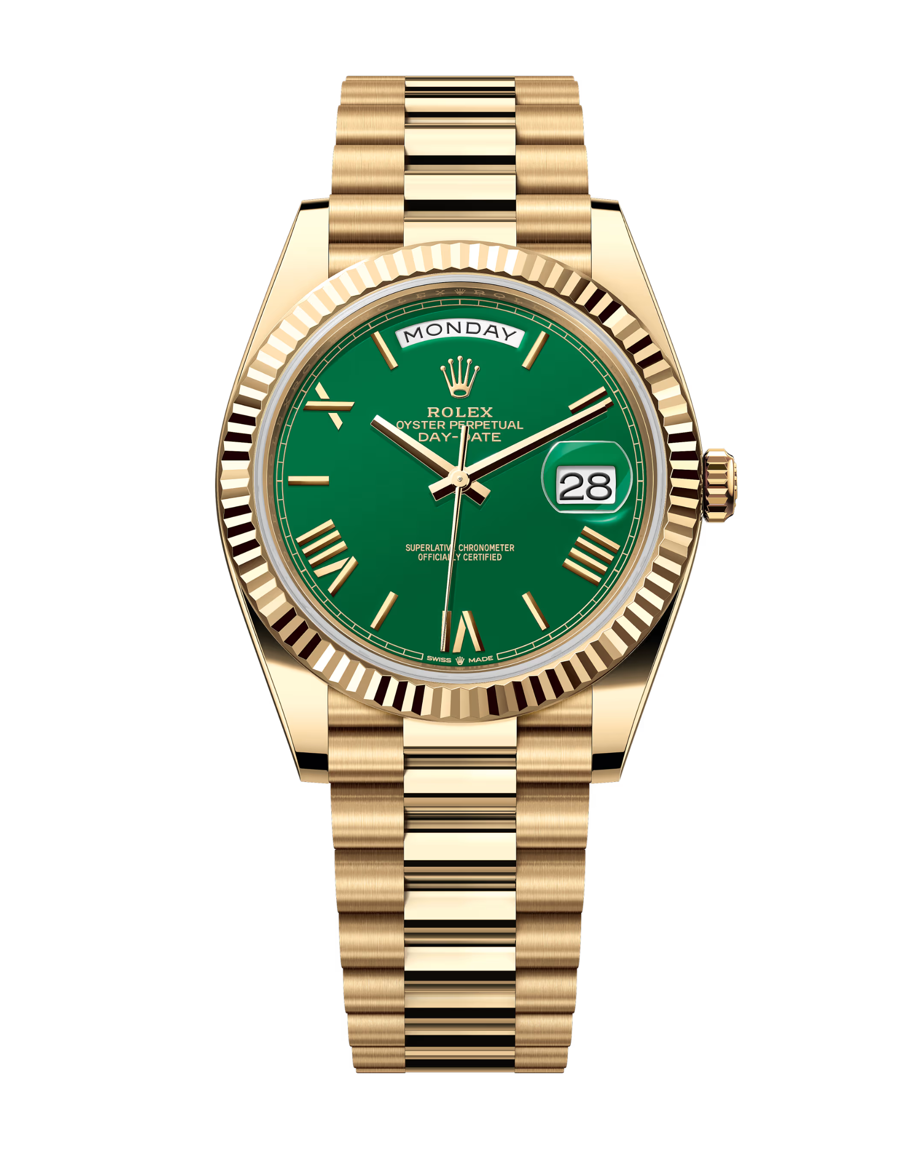 Day-Date Yellow Gold 40mm Green Roman Dial 228238