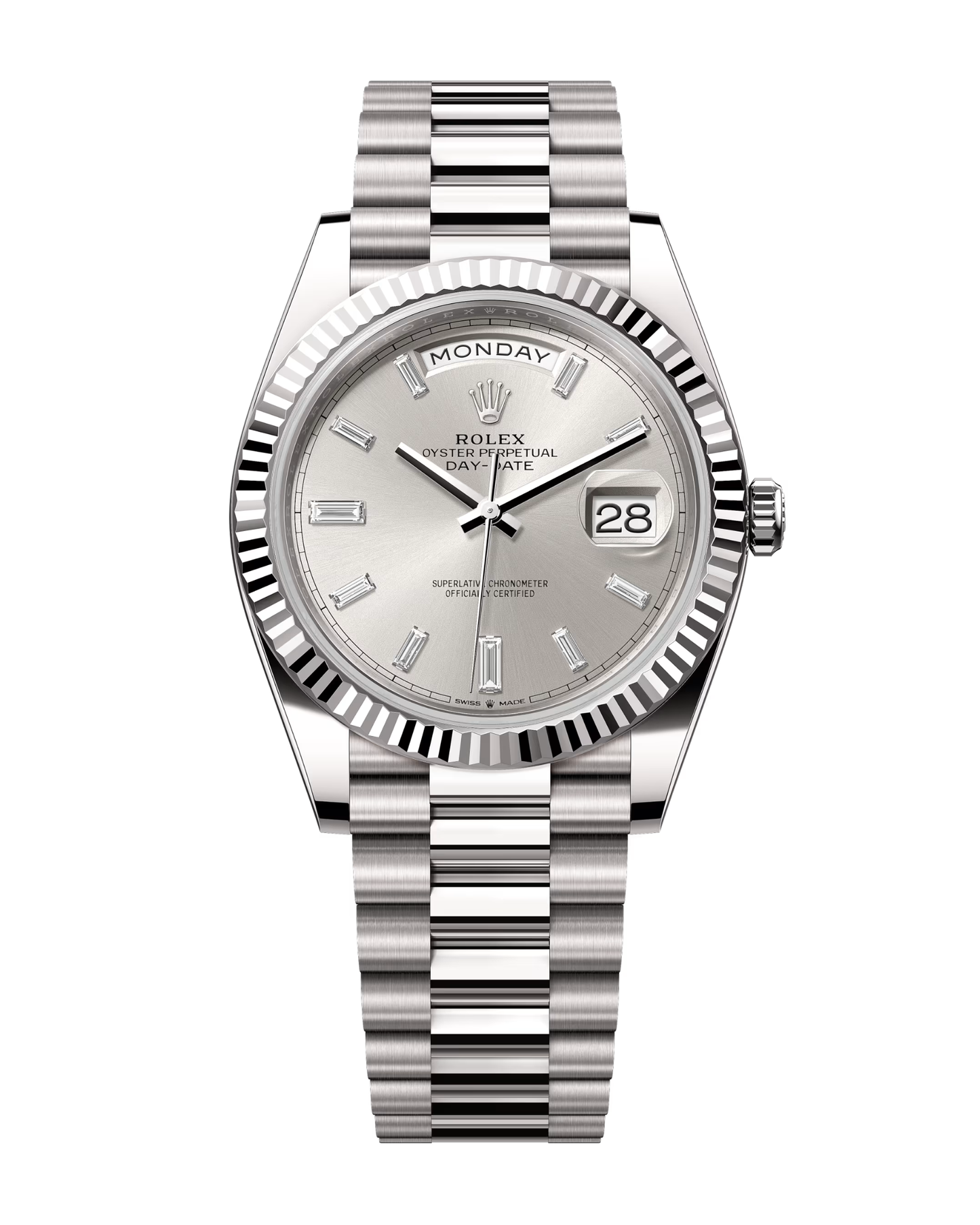 Day-Date White Gold 40mm Silver Baguette Set 228239