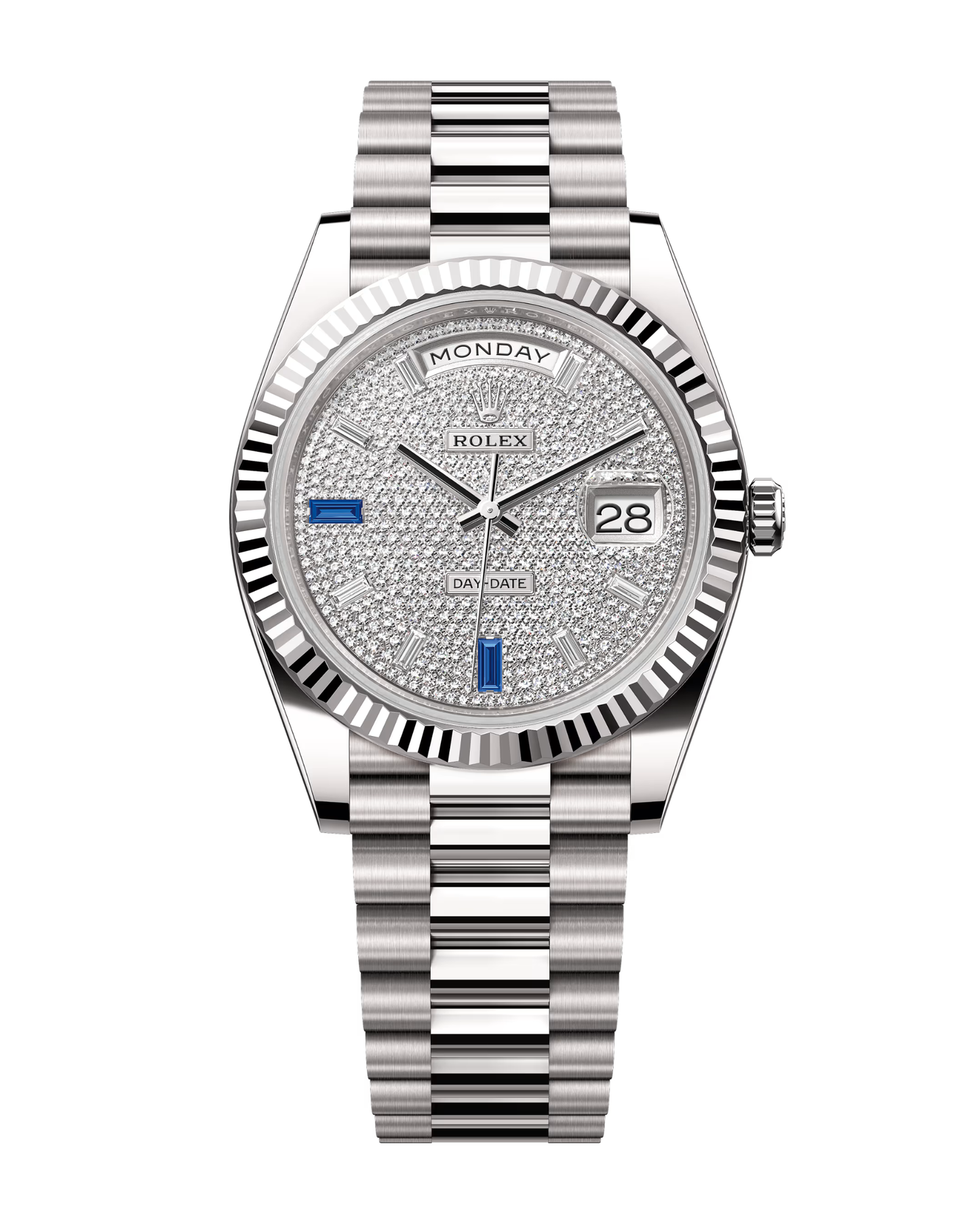 Day-Date White Gold 40mm Paved with Diamonds & Sapphires 228239