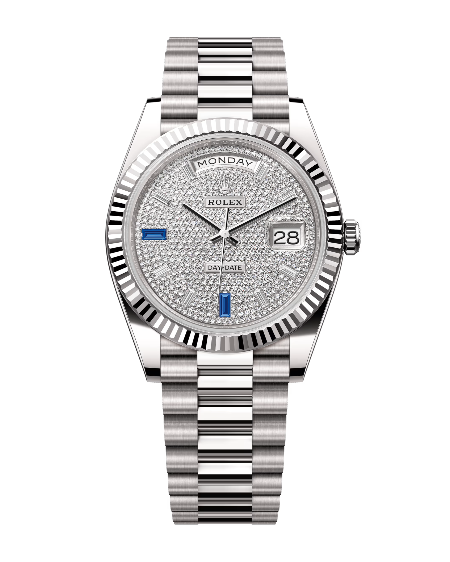 Day-Date White Gold 40mm Paved with Diamonds & Sapphires 228239