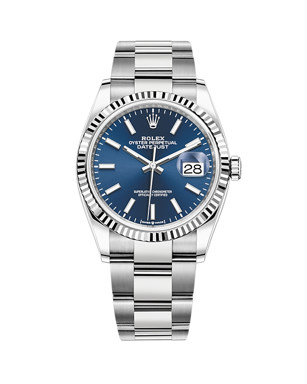 Datejust 36 White Gold & Stainless Oyster Bright Blue Stick 126234
