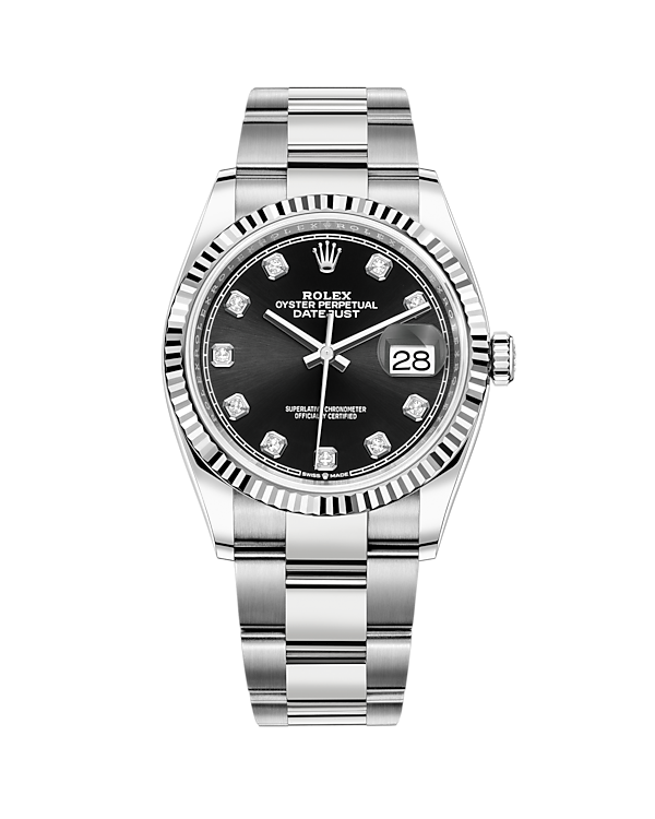 Datejust 36 White Gold & Stainless Oyster Bright Black with Diamonds 126234