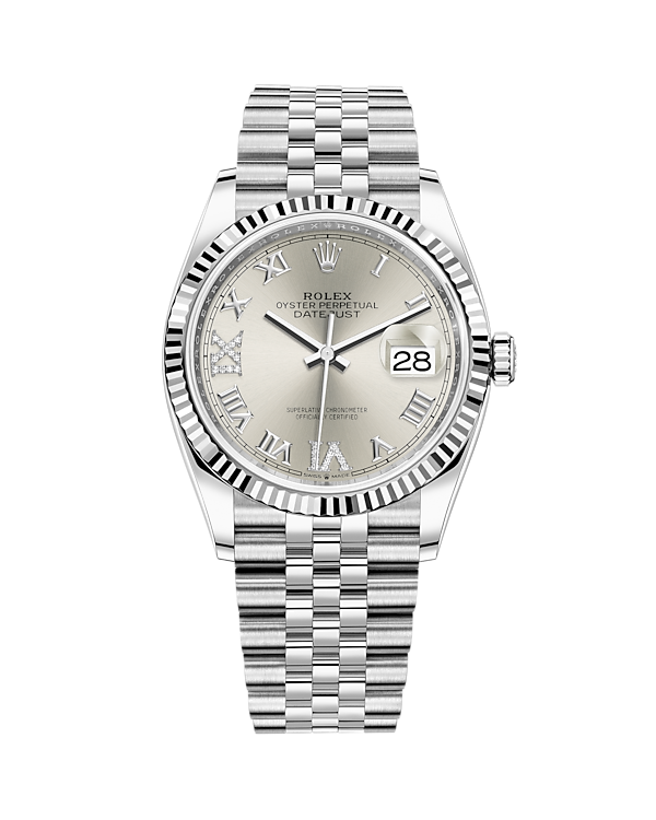 Datejust 36 White Gold & Stainless Jubilee Silver with Diamonds 126234