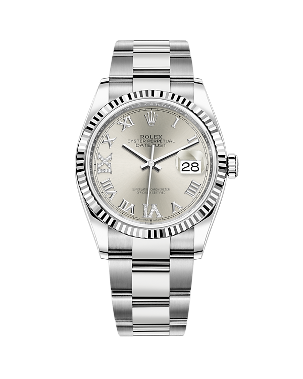 Datejust 36 White Gold & Stainless Oyster Silver with Diamonds 126234