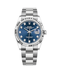 Datejust 36 White Gold & Stainless Oyster Bright Blue with Diamonds 126234