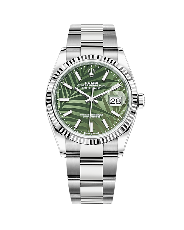 Datejust 36 White Gold & Stainless Oyster Green Palm Dial 126234