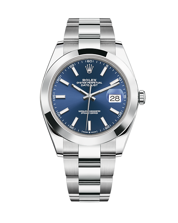 Datejust 41 Stainless Steel Oyster Bright Blue Stick 126300