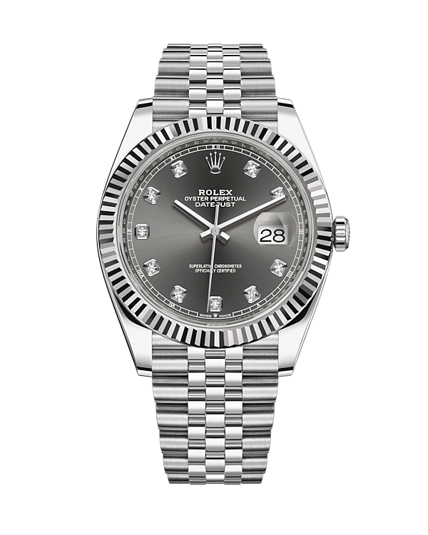 Datejust 41 Stainless Steel Jubilee Slate with Diamonds 126334